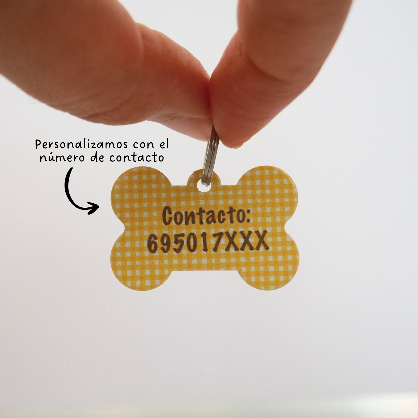 Chapa identificativa amarillo vichy My Pet Atelier