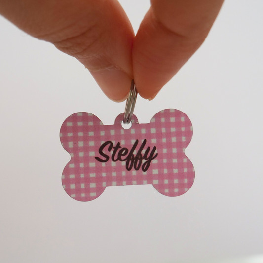 Chapa identificativa violeta vichy My Pet Atelier