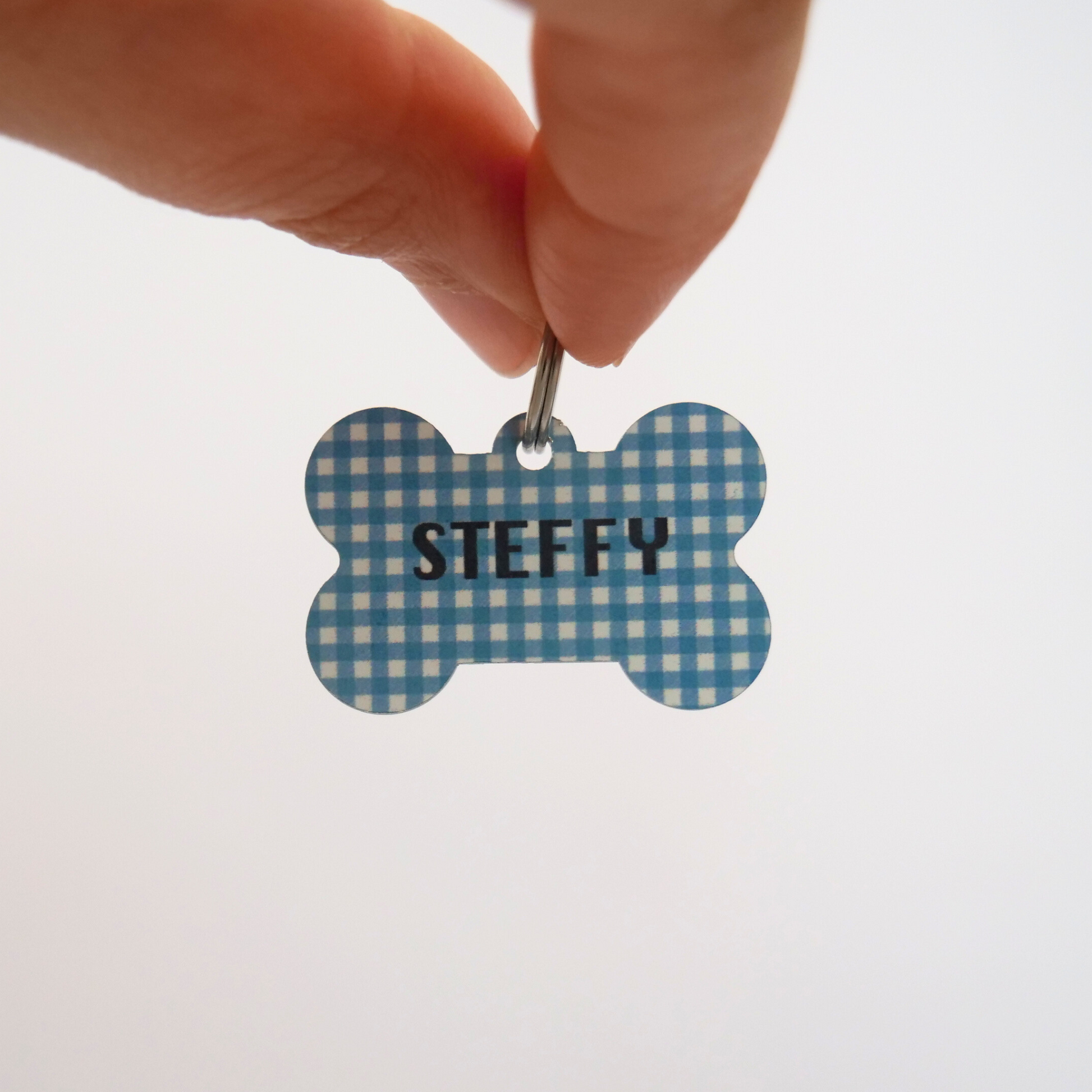 Chapa identificativa azul vichy My Pet Atelier