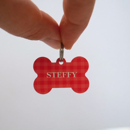 Chapa identificativa bicolor vichy My Pet Atelier