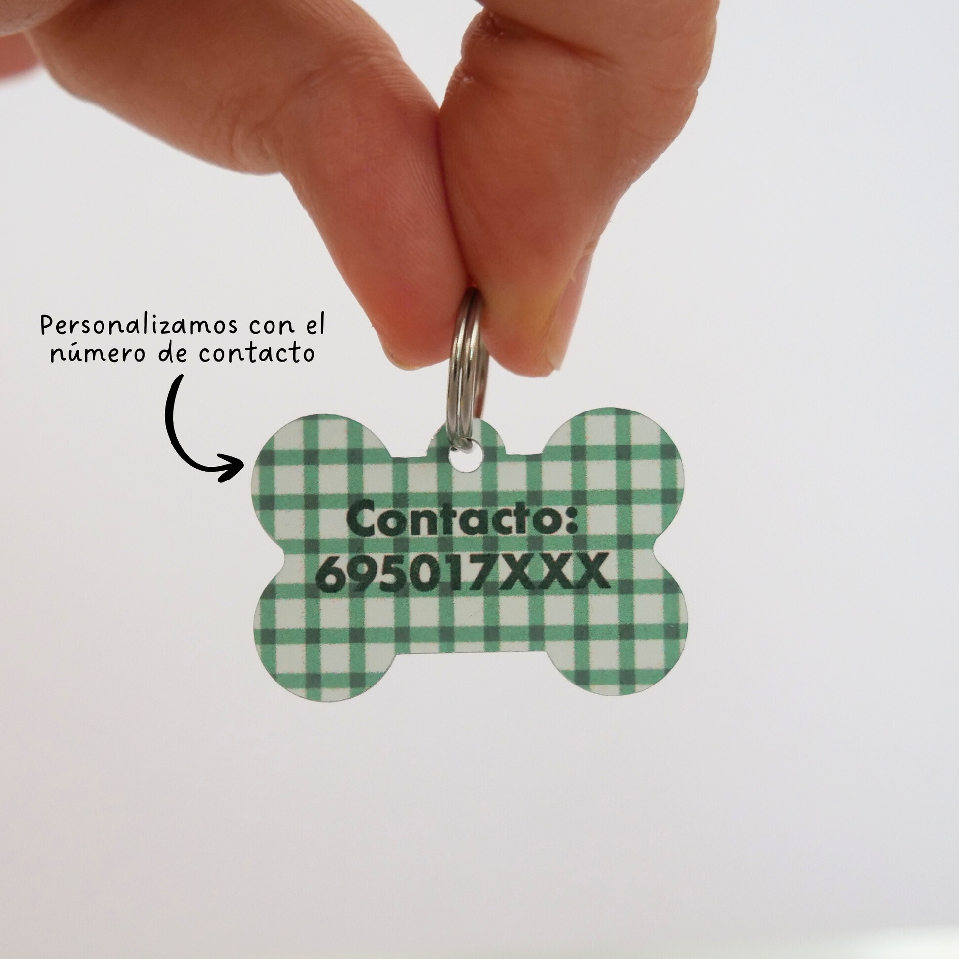 Chapa identificativa verde vichy My Pet Atelier