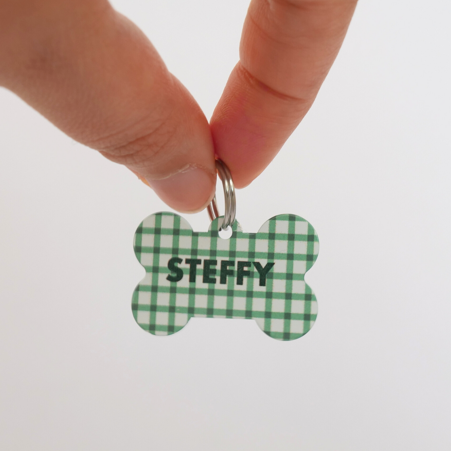 Chapa identificativa verde vichy My Pet Atelier