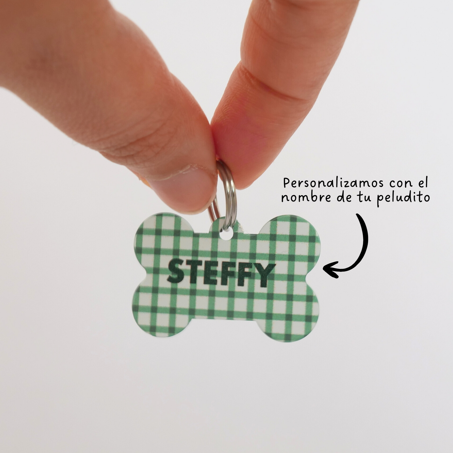 Chapa identificativa verde vichy My Pet Atelier