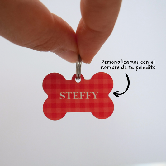 Chapa identificativa bicolor vichy My Pet Atelier