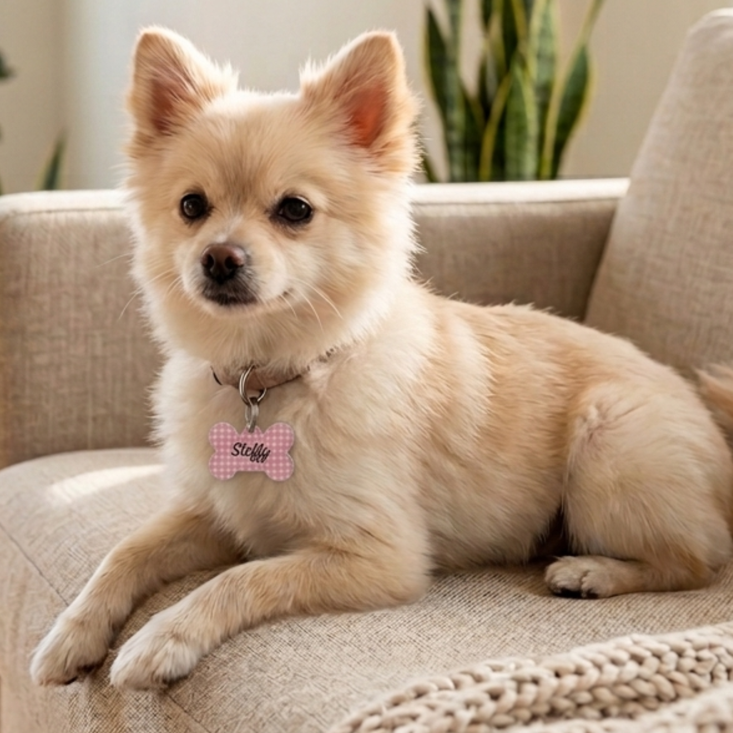 Chapa identificativa para perros - violeta vichy