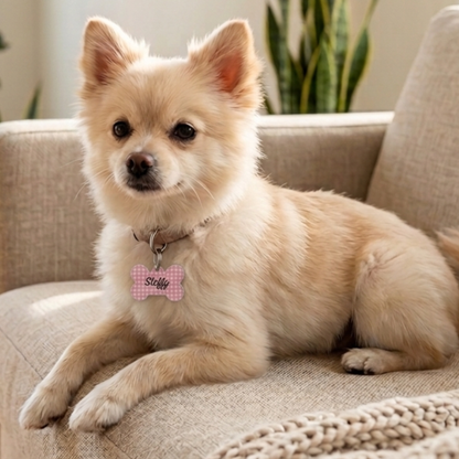 Chapa identificativa para perros - violeta vichy