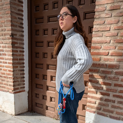 Correa de paseo para perro Festival de color celeste, resistente y cómoda, ideal para paseos seguros con tu mascota.